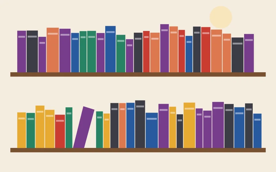 Illustration of a shelf of books